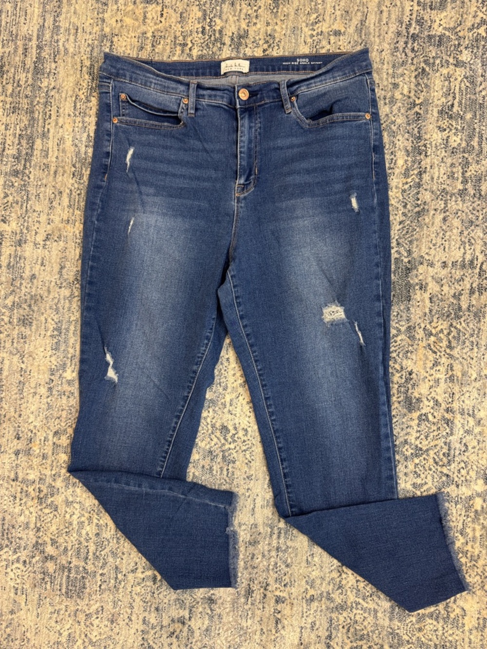 Nicole Miller Women's Dark Blue Distressed Skinny Jeans
